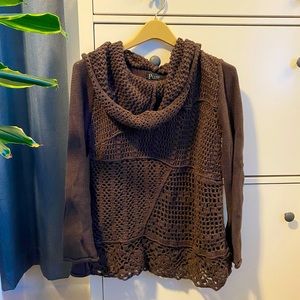 Pure Handknit Chunky Floral Turtleneck Sweater